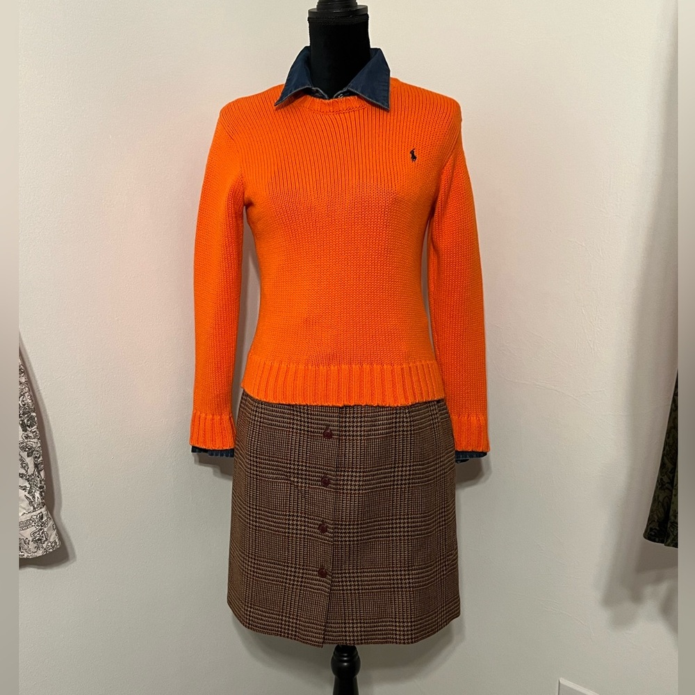 Ralph Lauren 90s  Cable knit sweater Preppy small P College Academia vintage